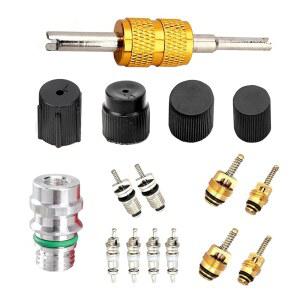 샤카스 16 pcs 에어컨 밸브 코어 냉동 고압 저압 커버 수리 시스템 도구, 범용(블랙) 자동차용 분해 키트, a/c 액세서리, r134a r12 씰링