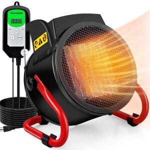온도 조절기가 있는 온실 히터 디지털 디스플레이가 자동 전원 제어 빠른 난방 과열 방지 겨울 식물용 전기 재배 텐트 꽃방 파티오