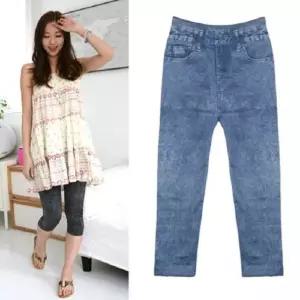 기본돌청 청나염 7부 스판 레깅스 반바지 청바지 wDY7+3olp