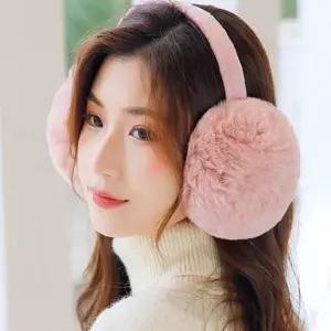 [알티피아]WL 빅사이즈 마카롱 밍크퍼 귀도리 방한 털 접이식 귀마개 동글이