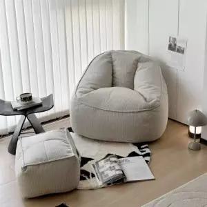 싱글 레이지 빈백 소파 편안한 의자 발받침 포함 거실 발코니 가구