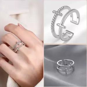 더블 크로스 십자가 오픈조절가능 반지 우정반지 커플링 알레르기 없는 패션 주얼리