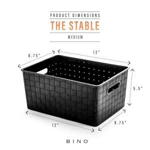 BINO 플라스틱 보관 바구니 정리함 컬렉션 손잡이 정리 다용도 안정적인 미디엄 정리용 캐비닛 직사각형 오피스 블랙