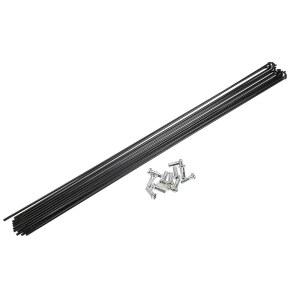 X AutoHOX 12개 14G J 벤드 2mm 자전거 스포크, 니플 스틸 블랙 포함