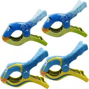 웨즈도푸 4PCS 비치 타월 클립 의자용 아네모네피쉬 퀼트 의류 건조용 대형 파티오 액세서리