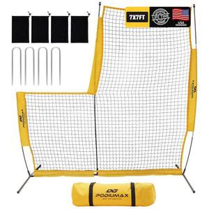 [미국배송] 포디우맥스 야구 소프트볼 피칭 스크린 업그레이드 프레임이 장착된 7X7FT 투수 보호망 뒷마당 필드 야외용 배팅 피칭망 캐리백이 라인 드라이브 보호용 L-스크린