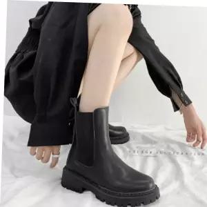 여자 블랙 통급 캐주얼 데일리 코디 멋쟁이 부츠 신발
