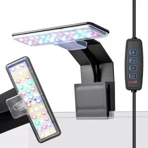 3가지 조명 모드 풀 스펙트럼/화이트/RGB 9단계 밝기 1~3갤런 수족관용 소형 LED 조명(어댑터 미포함)을