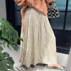 포뇨 여친 치마 롱 A라인 벨벳 플리츠 슬림핏 중기장 OPH1