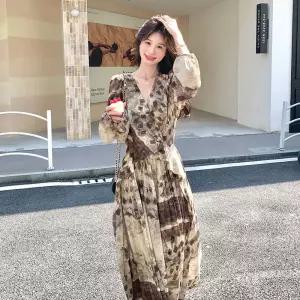 손오반 여친 치마 원피스 롱 가을 빈티지 데일리룩 슬림핏 쉬폰 KUK3