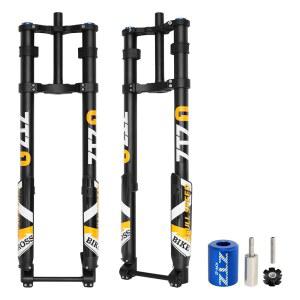 오버허브 20 / 26 인치 5.0 팻 타이어 바이크 에어 마운틴 인버티드 서스펜션 포크, 스루 액슬 15 * 150mm MTB 수동 잠금, 리바운드 조정 스트레이트 테이퍼 프론트 스노우 비치 E-바이크용