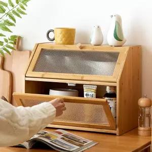 보관함 소품 진열대 원목 빵보관함 시계 이동식 수납