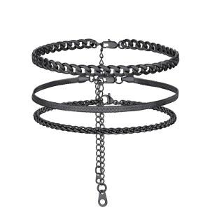 프로스틸 트렌디한 수갑 디자인 / 여성 단어 발목 팔찌 316L 스테인리스 스틸 발찌 실버 골드 블랙 톤 저자극성 박스 포함