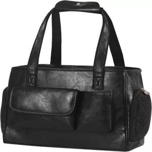 조홈빈 반려견 캐리어 지갑 패션 가죽 반려동물 가방 항공사 승인 소프트 사이드 고양이 여행용 토트백