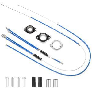 Gionfe BMX 바이크 자이로 브레이크 케이블 키트 - 대부분의 시스템을 위한 스피너 로터와 20인치 바이크가 장착된 전면 + 후면(상단 하단) 1세트 고성능 와이어 라인 및 하우징(파란색) 프로페셔널