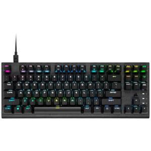 Corsair K60 RGB TKL 텐키리스 광기계 유선 게이밍 키보드 - OPX 스위치 폴리카보네이트 키캡 iCUE 호환 QWERTY NA 레이아웃 블랙