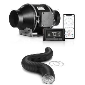 성장 텐트용 iPower 6인치 인라인 덕트 환기 스마트 팬(Alexa 지원) 블랙