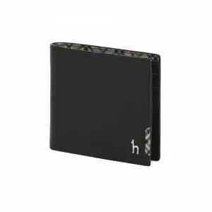 헤지스) 블랙 체크배색 소가죽 반지갑 HJWA4E281BK