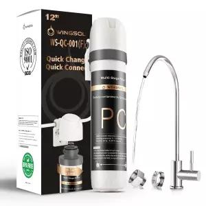 크롬 수도꼭지가 있는 윙솔 언더 싱크 워터 필터 시스템 NSF/ANSI 42 53 안티클로그 주름 퀵 체인지 EZ