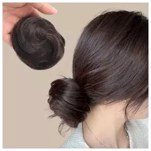 [언니네 가발] 똥머리 집게핀 가발(생머리) (브라운)