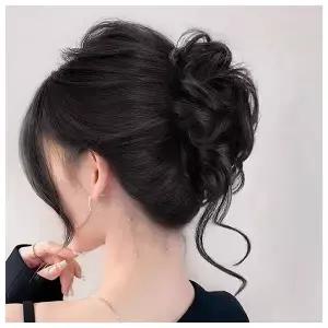 [언니네 가발] 웨이브 올림머리 집게핀 가발(내추럴블랙)