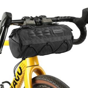 도로, 자갈, 산악 자전거용 라이노워크 자전거 핸들바 백 2.8L 방수 프론트 튜브 백, 어깨끈이 있는 원통형 EVA 프레임 팩(블랙)