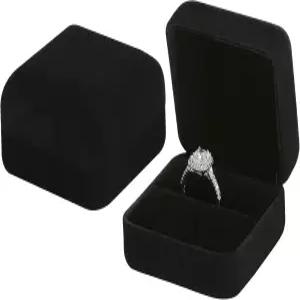 KUKUVR 2피스 벨벳 메탈 결혼 반지 상자 우아한 주얼리 귀걸이 스터드 여성용 선물 약혼 청혼용 홀더