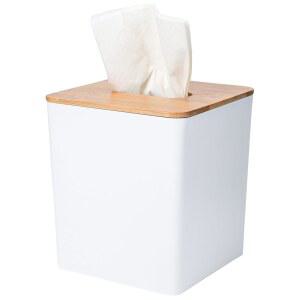 티슈 박스 커버 사각형 대나무 뚜껑이 있는 홀더 현대 농가 보호 장식용 건조 시트 1팩 흰색