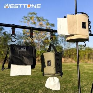 WESTTUNE 야외 티슈 케이스 휴대용 롤 종이 보관 가방 후크  냅킨 홀더 여행 화장지 상자