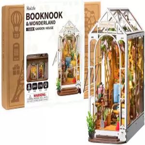 로라이프 DIY 책 눅 키트 - 가든 하우스 책장 삽입 퍼즐 인형집 방 장식 십대 소녀 소년 여성 남성용