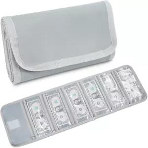 VOCHIC 머니 월렛 지퍼 포켓 멀티팩 파우치 6개가 있는 현금용 오거나이저 청구서 예산 영수증 및 팁을