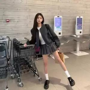 빈티지 가을 캐주얼 여사친 야구 점퍼 후드 쇼트 코트 복 트렌드 CH3