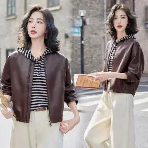 여자 가을 점퍼 재킷 숏 가죽 PU가죽 야구 복 CH3