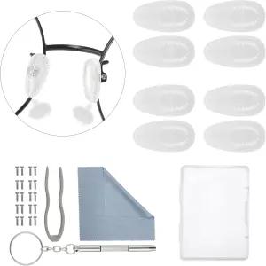 안경 코 패드 옴풀 5쌍 교체 수리 도구 키트 에어 챔버 실리콘 조각 나사 및 선글라스용 3 in 1 미니