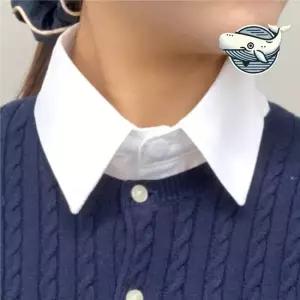 순백 쉬폰 클래식 카라 위트있는 여름 블라우스 페이크카라 넥케이프 페이크셔츠 목셔츠