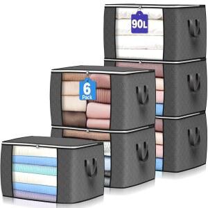 90L 대형 침대 6팩 담요 옷장 이불 보관함 의류 가방 시트 접이식 보관 정리함