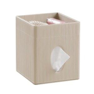 트레이가 있는 NICLNGSH 사각 티슈 박스 커버 가죽 홀더 욕실 침실 사무실용 장식 큐브 베이지