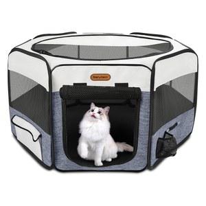 세이이어 개 놀이펜, 휴대용 애완동물 놀이펜 접이식 케이스, 작은 고양이 실내외용 강아지 펜, 탈착식 메쉬 그늘막 커버