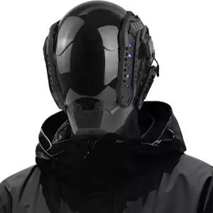 미래형 헬멧 LED 펑크 마스크 - 남성용 사이드 라이트가 있는 공상과학 하프 헤드 코스프레용 쿨 DJ 할로윈