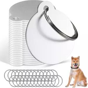 세코나우 25개 조각용 빈 태그 3.1cm/1.2 이름 고양이 애완동물 ID 개인 맞춤형 원형 금속 스탬핑 키체인이