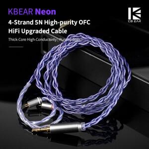 KBEAR 네온 iem 헤드폰 케이블 4 코어 고순도 OFC 쿼드 크로스 짠 구조 HiFi 3.5/4.4MM 밸런스드 교체 가능