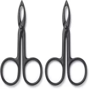 모타나 2피스 핀셋 가위 손잡이 스트레이트 팁 모양 눈썹 헤어 플럭커 리무버 페이셜 케어 블랙