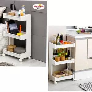 주방 이동식 선반 카트형 슬림 바퀴형 이동식 선반 3단 욕실 수납 다용도실 화장대 수납장 다용도 책상