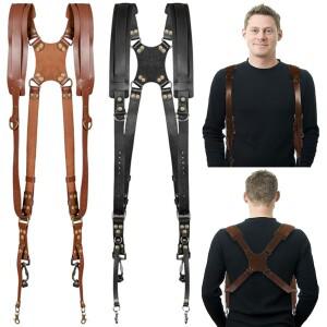 더블 숄더 카메라 스트랩 조절 가능 듀얼 가죽 리벳 벨트 하네스 캐논호환 니콘 호환호환 야외  촬영 도구