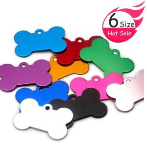 100피스 뼈 개 ID 태그 조각 애완 동물 강아지 목걸이 이름 번호 맞춤형 아노다이징 알루미늄