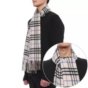 [롯데백화점]버버리 25FW 남성 리버시블 체크 캐시미어 머플러 8090952 SAND LICHEN M 25F
