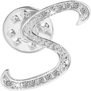 이니셜 레터 브로치 핀 스몰 라펠 타이 택 이름 여성용 맞춤 선물 남성 실버