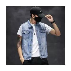 남성 패딩조끼 데님 조끼 카라넥 캐주얼 OP5