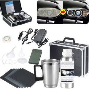 자동차 헤드라이트 복원 키트, 자동 렌즈 폴란드 수리 키트 아토마이징 컵 증기 리노베이션 도구, 긁힘, 노랗게, 연무, 산화, 균열이 있는 수리용 200ml 액체 포함