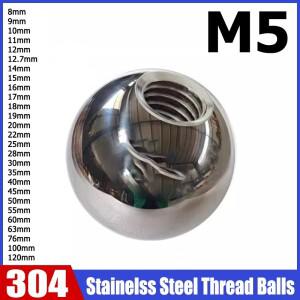 1-50피스 M5 스레드 볼 OD 8/9/10/11/12 ~ 120mm 304 스테인레스 스틸 하프 홀 드릴링 블라인드 미터법 암